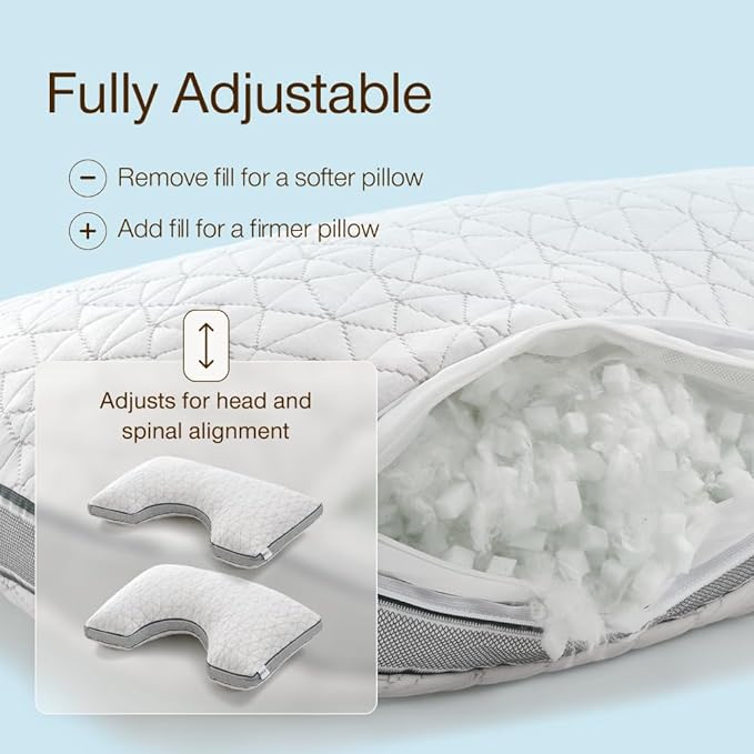 Coop Home Goods Eden Cut-Out Bed Pillow for Side Sleepers, King Size, Adjustable Medium Soft Memory Foam Cooling Pillow with Ergonomic Shoulder Cut-Out, CertiPUR-US/GREENGUARD Gold