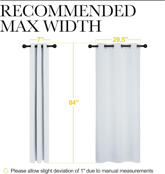 NICETOWN Room Darkening Curtains, 2 Panels, 34 by 84-inch, Greyish White | Easy-Care Solid Thermal Insulated Room Darkening Draperies/Drapes for Bedroom