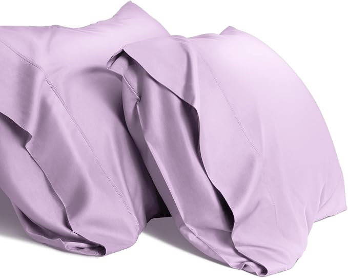 WishSmile Cooling Pillowcases Standard Pillow Cases Set of 2,Hair and Skin Friendly,Light Purple,20x26 inches