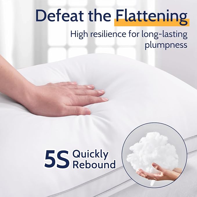 ROUMEA Pillows King Size Set of 2, Gusseted Bed Pillows for Sleeping 2 Pack, Luxury Hotel Quality, Supportive King Pillow with Soft Down Alternative for Back Stomach Side Sleepers,Machine Washable | Luxury Hotel Quality, Supportive King Pillow with Sof...