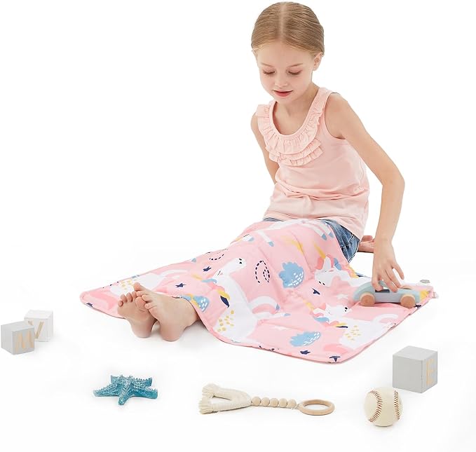 Pink Unicorn Weighted Blanket 2lbs Small Weighted Lap Pad Gifts, 20"x30" | Unicorn Heavy Throw Blanket, Breathable Cooing Mini Pink Blanket, 2lbs Small Lap Blanket Birthday Gift for Lovely One