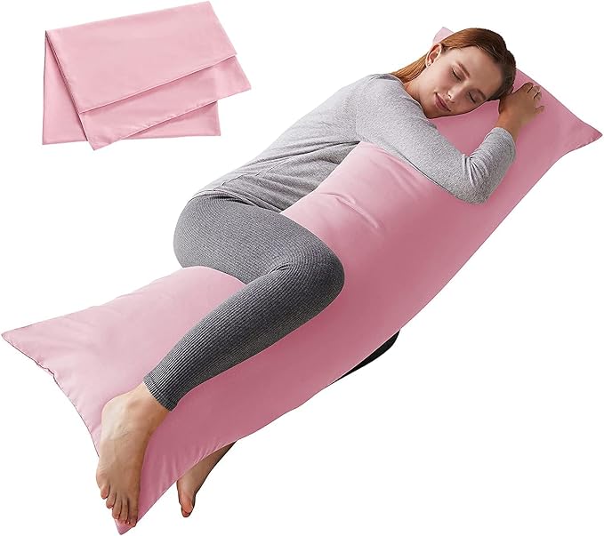 ELNIDO QUEEN Body Pillow with Pillowcase - Soft Long Bed Pillow for Adults - Breathable Full Body Pillow Insert for Sleeping, 20x54inches - Pink