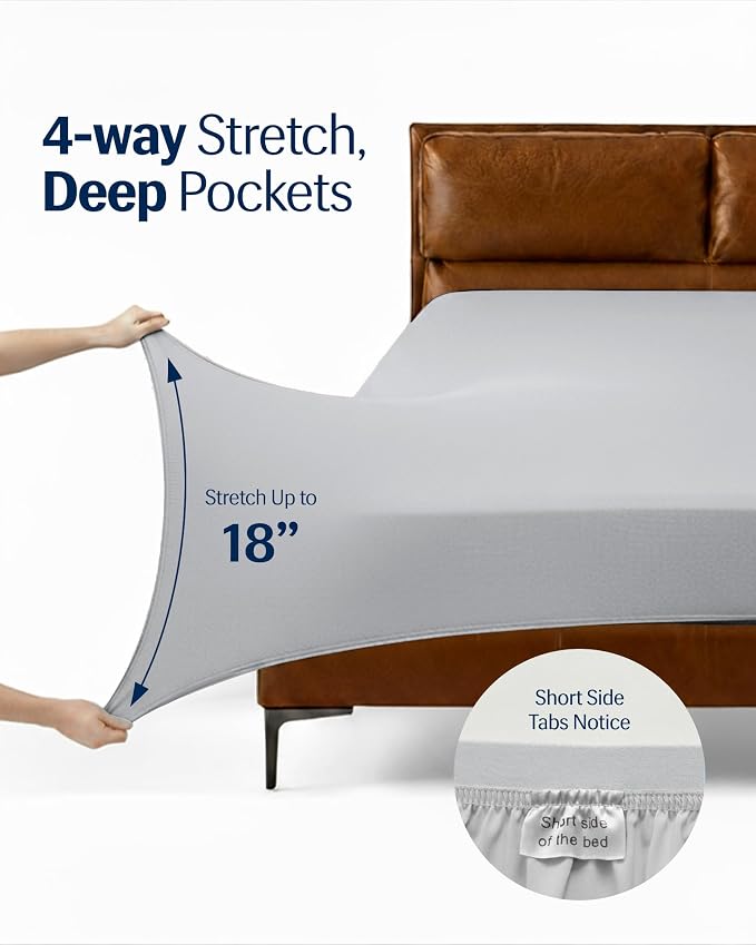 REST® Evercool® + Cooling Sheet Set for Hot Sleepers, Twin XL | Bed Sheets for Night Sweat- QMX>0.44, Ionic+ Self-Cleaning Silver Yarn for Sensitive Skin-2 Pillowcases,1 Fitted Sheet