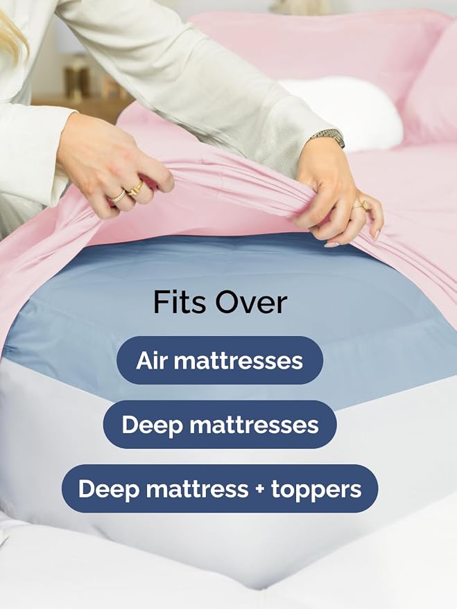 Extra Deep Cal King Fitted Sheet - Single Fitted Sheet Only - Lavender Pink | Easily Fits 18 inch to 24 inch Mattress, Soft, Wrinkle Free, Breathable & Comfy, Extra Deep Pockets Hotel Luxury Fitted Sheet