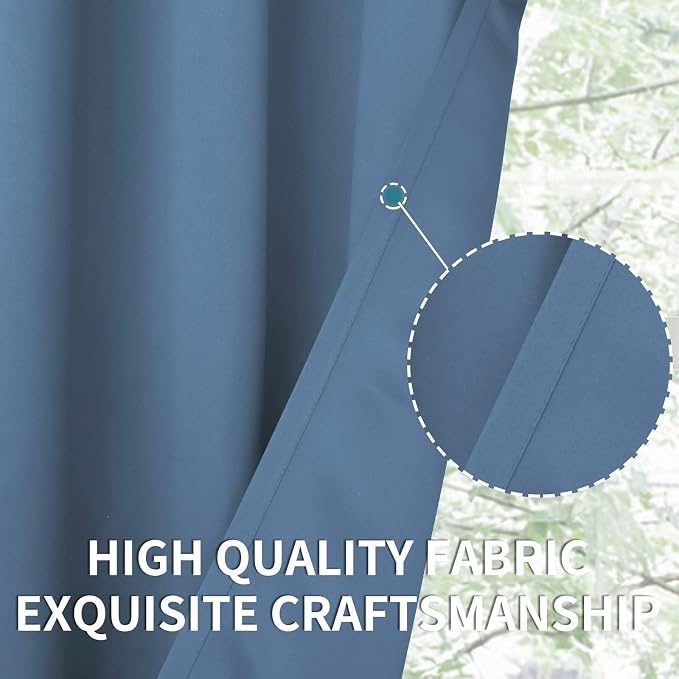 BGment Denim Blue Blackout Curtains for Bedroom 63 Inch Long - 2 Panels | Grommet Top, Black Out, Room Darkening, Sunblock, Thermal Insulated, Window Drapes for Kids Boys Room, 70x63 Inch