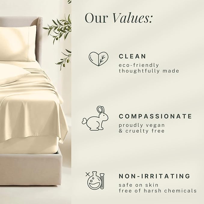 Hearth & Harbor Extra Deep Pocket Sheets - Fits Mattress 18-24 Inches Deep - Extra Deep Pocket Split King Size Sets - 7 Piece Split King Size - Cream