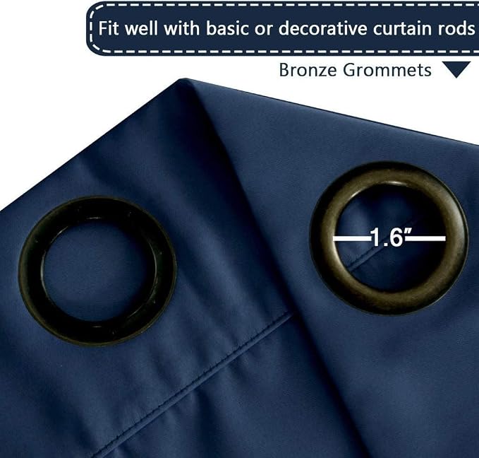 H.VERSAILTEX Blackout Patio Curtains 100 x 90 Inches for Sliding Door Extral Wide Blackout Curtain Panels Thermal Insulated Room Divider - Grommet Top, 7.5' Tall by 8.3' Wide - Navy Blue