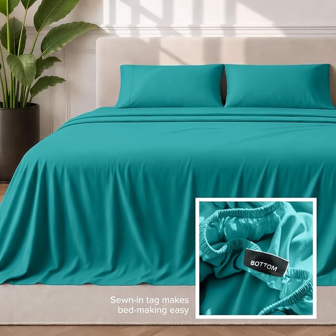 Bare Home King Sheet Set - 1800 Ultra-Soft (King, Emerald) | Deep Pockets 6 to 15 Inches, Breathable, Hypoallergenic, Hotel Luxury, Easy Fit, Soft, All-Season