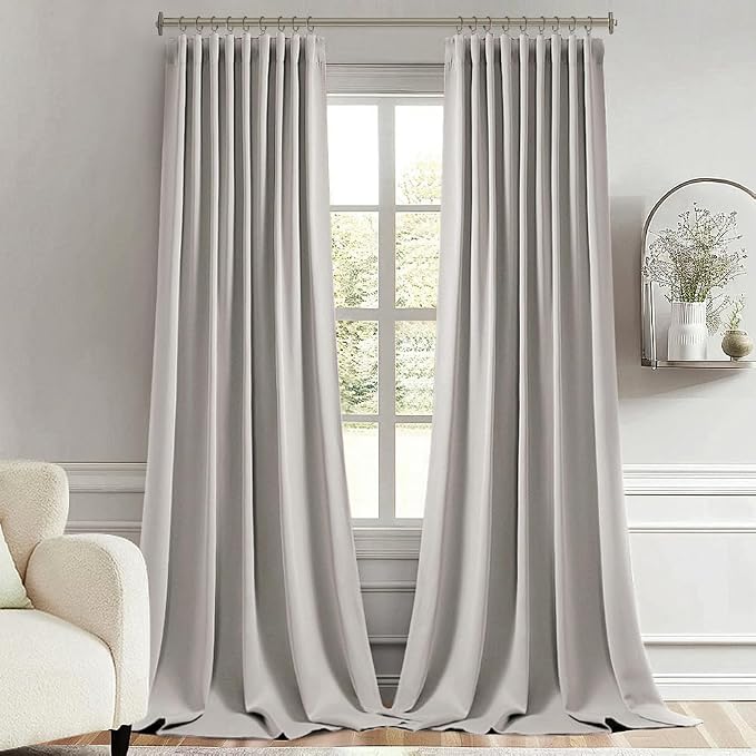 MIULEE Cobblestone Back Tab Blackout Curtains 52x120 Inch Long 2 Panels Set | Rod Pocket Pinch Pleated, Thermal Insulated, Bedroom Living Room Darkening Privacy Drapes, Extra Long Light Blocking Curtains