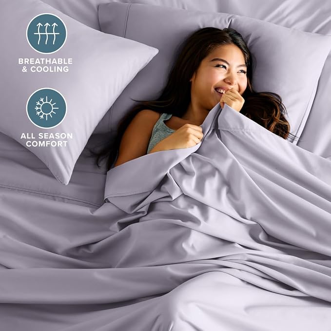 Bare Home King Sheet Set - 1800 Ultra-Soft (King, Light Lavender) | Deep Pockets 6 to 15 Inches, Breathable, Hypoallergenic, Hotel Luxury, Easy Fit, Soft, All-Season