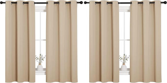 NICETOWN Thermal Insulated Grommet Room Darkening Curtains/Draperies/Panels for Bedroom (2 Panels, W42 x L63 inches, Biscotti Beige) (Pack of 2)