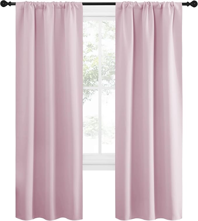 NICETOWN Blackout Curtains for Living Curtains, Room Darkening Draperies Window Curtain Panels, Thermal Insulated Room Darkening Curtains (Lavender Pink, 2 Panels, W34 x L72)