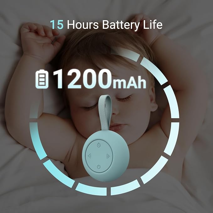 Portable Baby Sound Machine & Essentials for Babies & Kids-Blue | White Noise Machine[Timer Function][20 Soothing Sounds][15 Hours Battery Life]Travel,Registry,Gifts,Clips on Baby Stroller