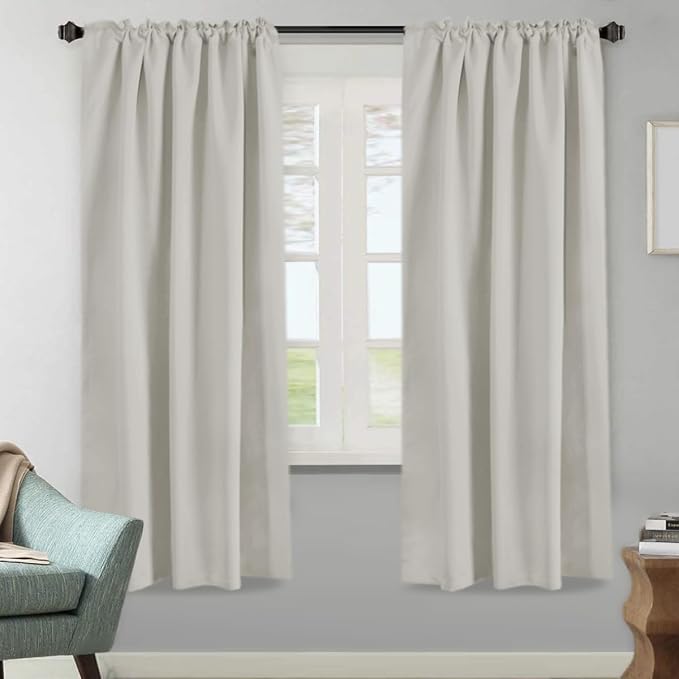 H.VERSAILTEX Blackout Curtains Thermal Insulated Window Treatment Panels Room Darkening Blackout Drapes for Living Room Back Tab/Rod Pocket Bedroom Draperies (2 Panels, Pale Oak, 52 x 72 Inch)