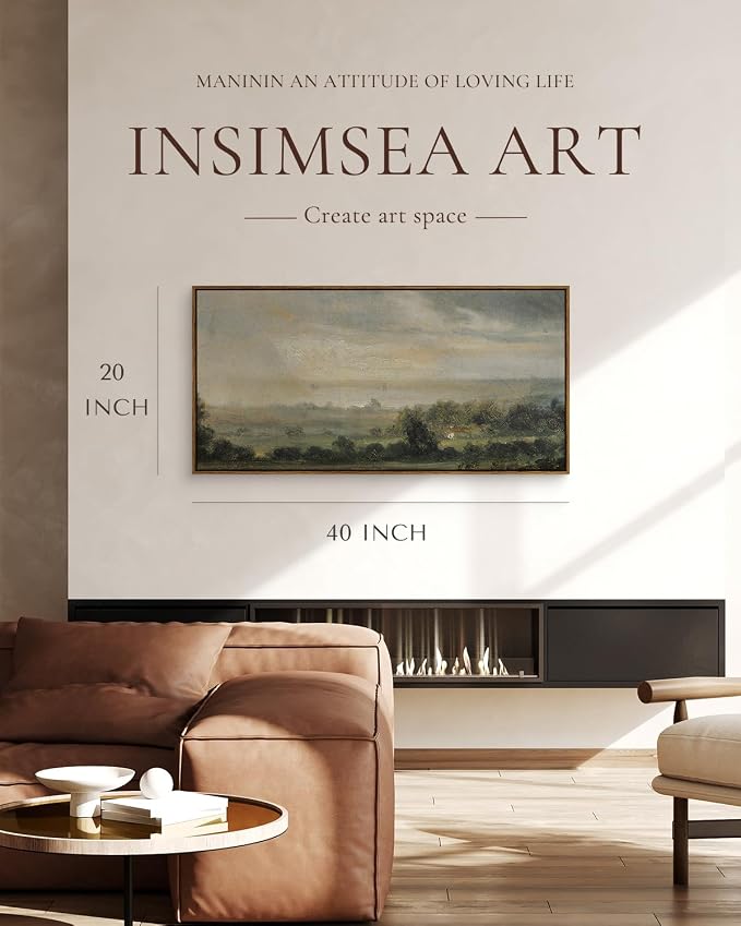 InSimSea Extra Large Framed Vintage Wall Art, Wild Field Sky Prints,20x40In | Living Room Country Farmhouse Decor, Canvas Landscape Long Picture for Bedroom Above of Bed