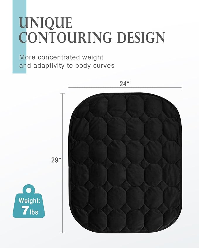 Cottonblue Small Weighted Lap Blanket 7lbs for Adults Teens 24"x29", Black | Luxury Crystal Velvet Weighted Blanket Pad, Washable Portable Travel Blankets for Sleeping Relaxation All Season, Washable