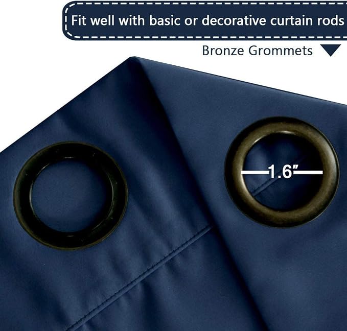 H.VERSAILTEX Blackout Patio Curtains 100 x 96 Inches for Sliding Door Extral Wide Blackout Curtain Panels Thermal Insulated Room Divider - Grommet Top, 8' Tall by 8.5' Wide - Navy Blue