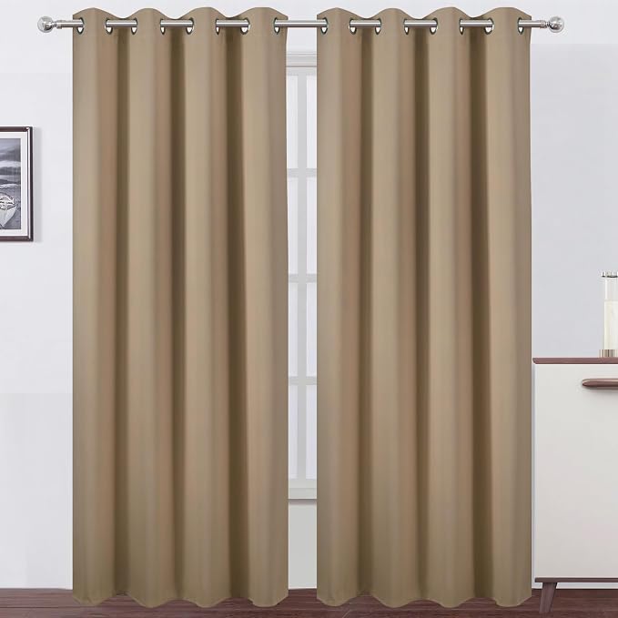 Natural Thermal Blackout Curtains/52 x 95 Inch/Set of 2 Panels Room Darkening Curtains for Bedroom