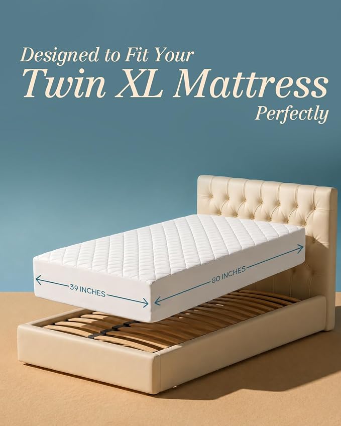 Quilted Mattress Pad, Twin XL Mattress Protector Topper fits 16" Deep White | Soft Breathable Fitted Mattress Cover, Noiseless, Deep Pockets & Machine Washable for Home & Hotels by Utopia Bedding