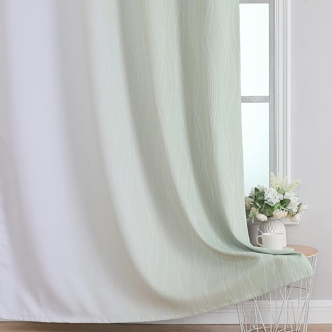 Sage Green and Greyish White Ombre Blackout Curtains for Bedroom 72 Inch | Estelar Textiler Thermal Insulated Living Room Darkening Drapes,Light Blocking Grommet Window Kids Curtains,52Wx72L,2 Panels