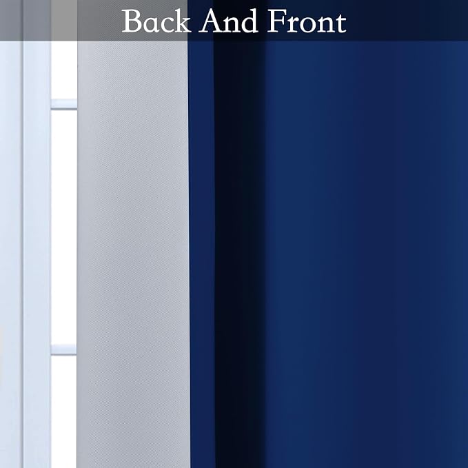 SimpleHome Ombre Royal Blue to Grey White Curtains for Living Room 52Wx84L | Room Darkening Curtains for Bedroom,Gradient Light Blocking Curtain,Thermal Insulated Grommet Window Drapes,2 Panels,84 Inch