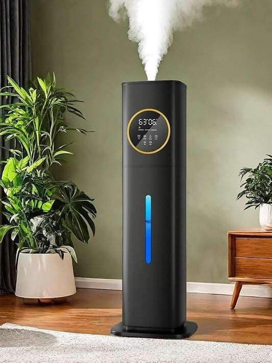 Lacidoll 8L Large Humidifier for Bedroom Large Room Home 800 sq ft, Black | 48H Top Fill Cool Mist Humidifier for Baby Nursery, Humidity Control, Night Light, Essential Oil Tray, Safe for Plants & Pets