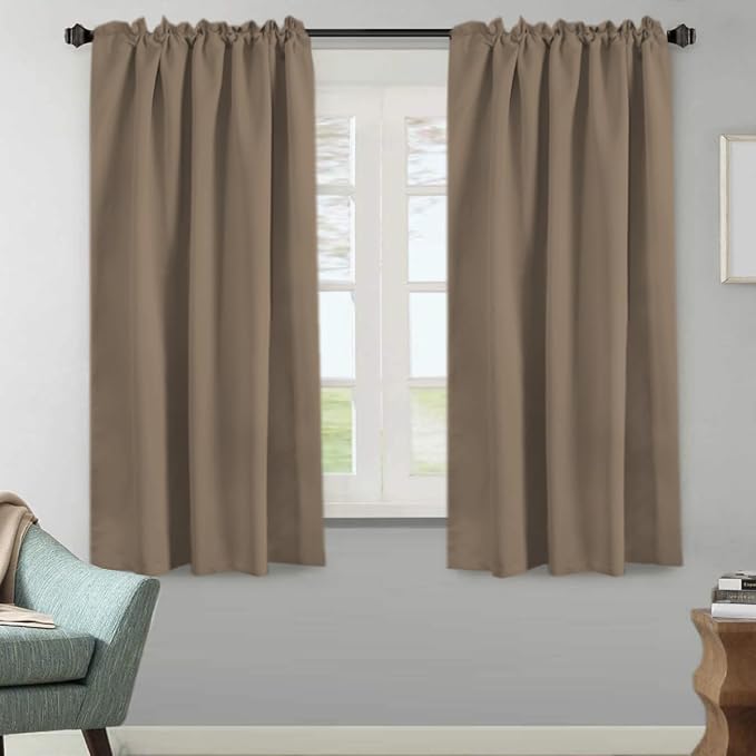 H.VERSAILTEX Blackout Curtains Thermal Insulated Window Treatment Panels Room Darkening Blackout Drapes for Living Room Back Tab/Rod Pocket Bedroom Draperies (2 Panels, Macchiato, 52 x 63 Inch)