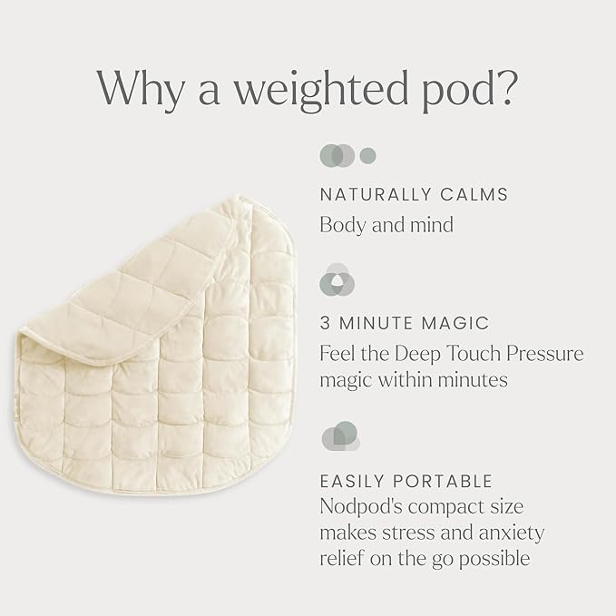 nodpod Body 6.5lb Patented Compact Weighted Blanket | Perfect for Relaxation, Lounging, Napping, Sleeping & Travel, Glass Bead Filled, Machine Washable, 29" x 24", Bone