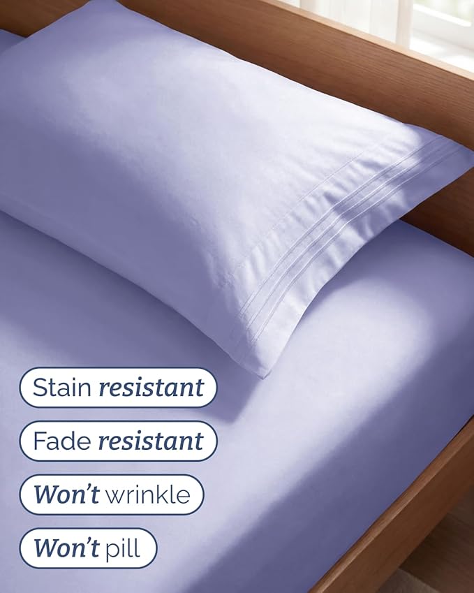 Twin Size 3 Piece Sheet Set - Comfy Breathable & Cooling Sheets - Lavender | Hotel Luxury Bed Sheets for Women & Men, Deep Pockets, Easy-Fit, Extra Soft and Wrinkle Free Sheets, Oeko-Tex Bed Sheet Set