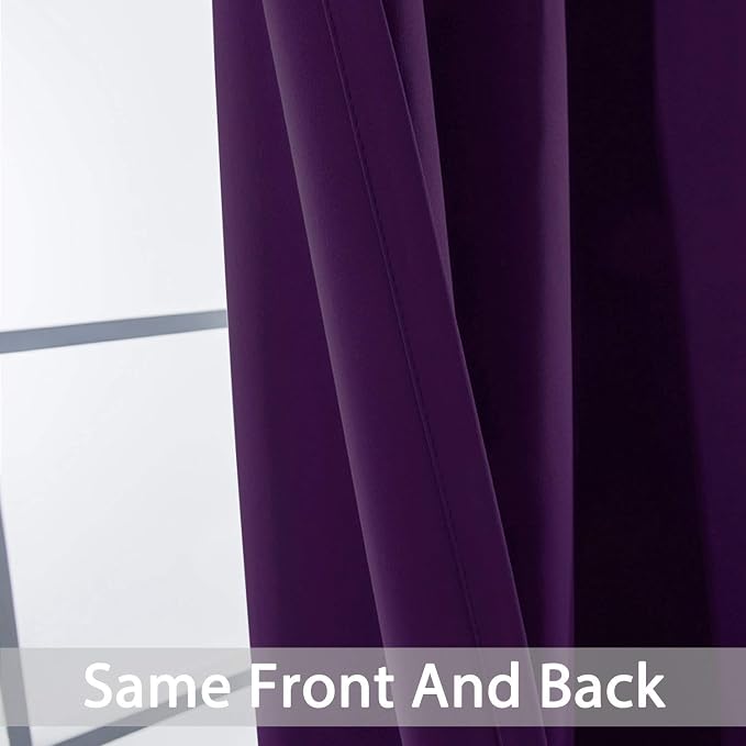 Yakamok Room Darkening Curtains 52x72 inch Length Purple-Living Room | 2 panels,grommet blackout window treatment,thermal insulated,light blocking drapes,privacy protection,bedroom dining room