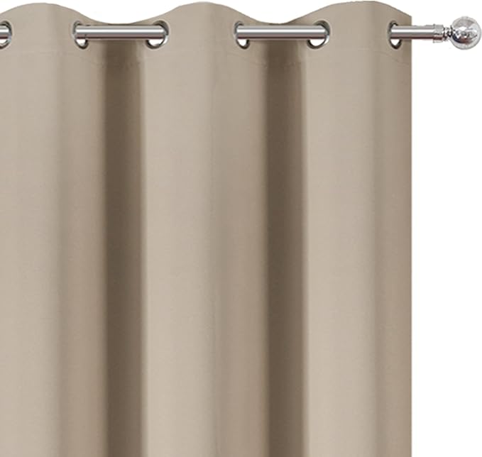Khaki Thermal Blackout Curtains/38 x 84 Inch/Set of 2 Panels Room Darkening Curtains for Bedroom