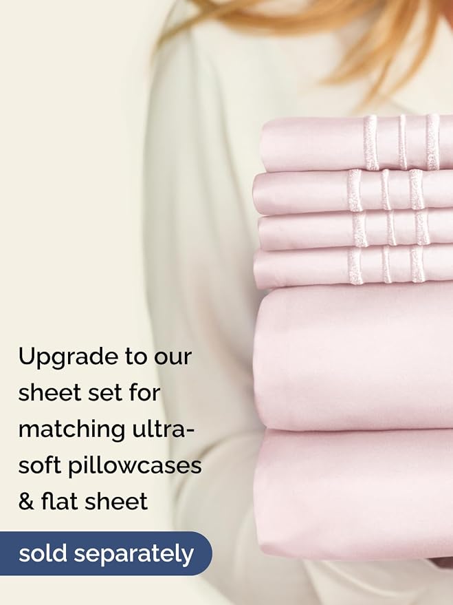 Extra Deep King Fitted Sheet - Single Fitted Sheet Only - Lavender Pink | Easily Fits 18 inch to 24 inch Mattress, Soft, Wrinkle Free, Breathable & Comfy, Extra Deep Pockets Hotel Luxury Fitted Sheet