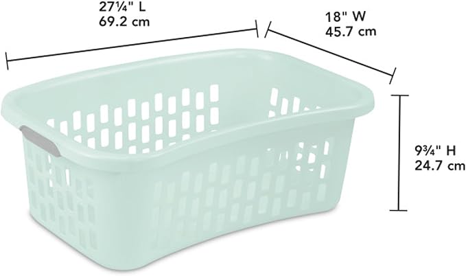 Sterilite HipHold Laundry Basket, Plastic Rectangle Clothes Hamper, 6 Pack | 1.5 Bushel Capacity, Mint, Bin with Comfort Grip Handles & Reinforced Rim