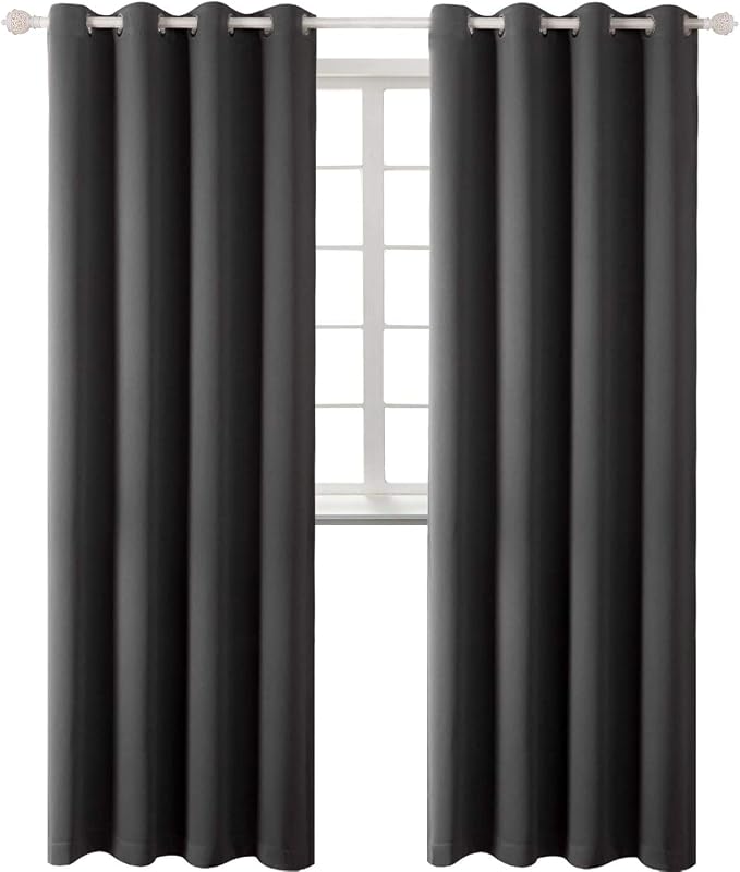 BGment Dark Grey Blackout Curtains for Living Room 96 Inch Long - 2 Panels | Grommet Top, Black Out, Extra Long, Room Darkening, Sunblock, Thermal Insulated, Window Drapes for Bedroom, 55x96 Inch