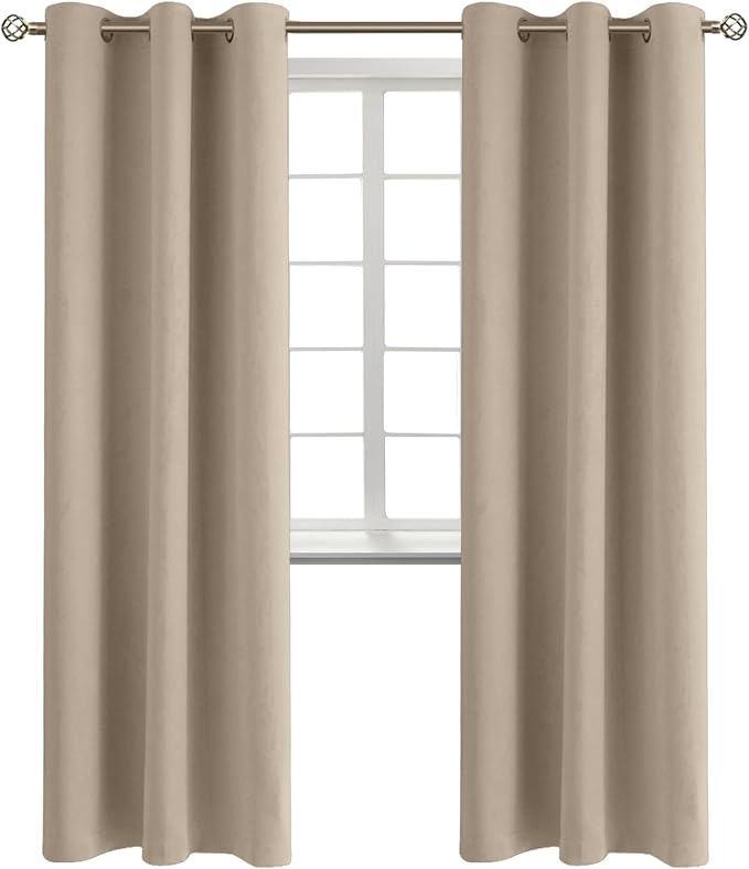 BGment Sand Room Darkening Curtains 84 Inch for Living Room - 2 Panels | Grommet Top, Light-Blocking, Sunblock, Thermal Insulated, Window Drapes for Bedroom, 38x84 Inch