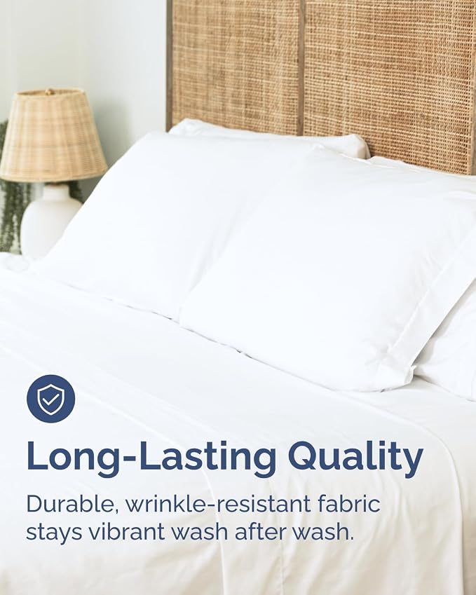Twin Flat Sheet - Single Top Flat Sheet Only - Breathable & Cooling - White | Hotel Luxury Top Flat Sheet Only, Ultra-Soft, Breathable & Cooling, Fade & Wrinkle Free, Easy-Care, Stain & Shrink Resistant
