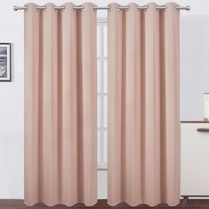 Blush Thermal Blackout Curtains/52 x 95 Inch/Set of 2 Panels Room Darkening Curtains for Bedroom