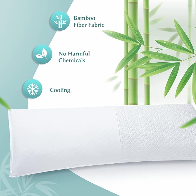 Extra Firm Body Pillow 1.5cm Cubies Memory Foam – Pain Relief & Sleeping & Supportive – with Cooling Cover Hug Pillows 20 x 54 inches