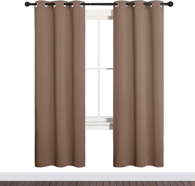 NICETOWN Blackout Window Curtains, Set of 2, 34 by 72-inch, Cappuccino | Window Treatment Thermal Insulated Solid Grommet Blackout Drapery Panels for Kitchen