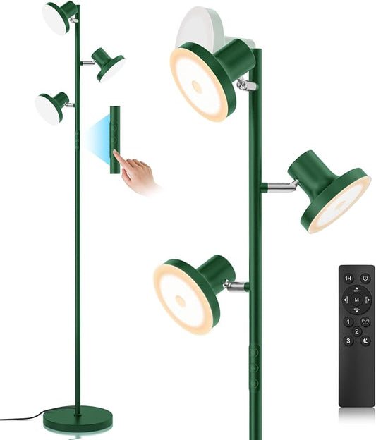 SIBRILLE 36W LED Tree Floor Lamp, Modern Dimmable Standing Lamp with Remote & Touch Control, 4 Color Temperatures, 3 Rotatable LED Light Floor Lamps for Living Room, Bedroom, Office