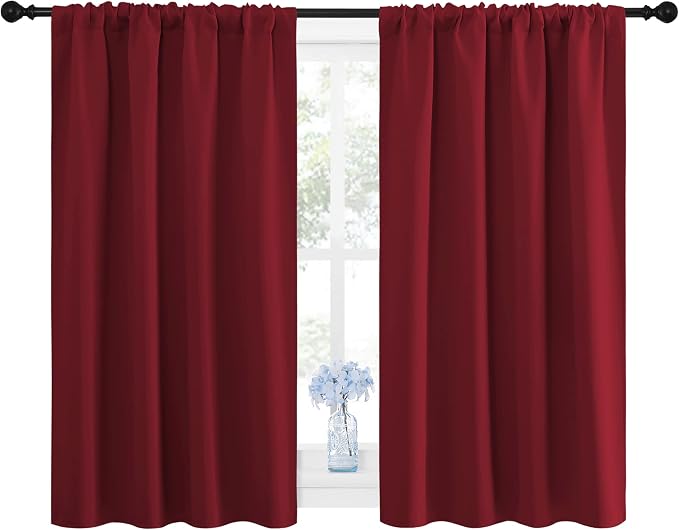 NICETOWN Burgundy Curtains Blackout Drape Panels - Lights Block Out Window Treatment Curtain Sets for Home Decoration on Christmas & Thanksgiving Day (Set of 2 Panels, 42 by 48-Inch)