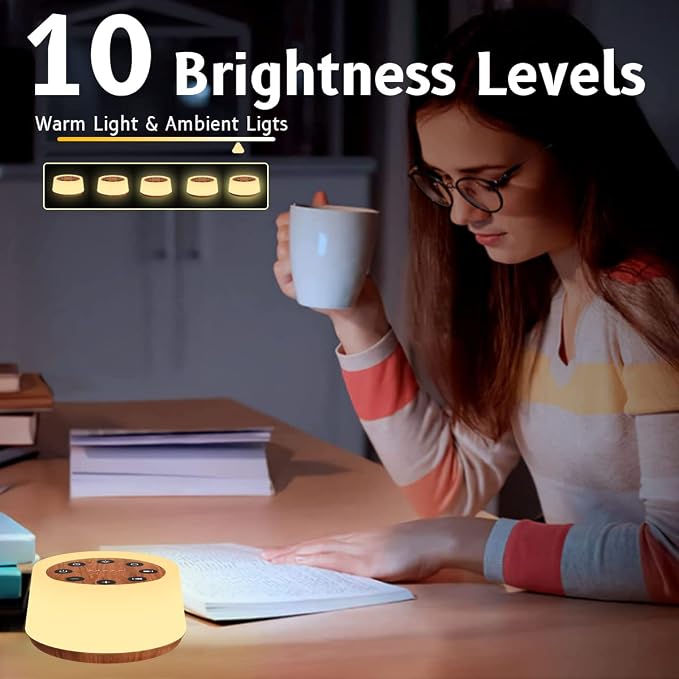ColorsNoise Sleep Sound Machine White Noise Machine for Sleeping with 30 Sleep Music 5 Timers 12 Colors Baby Night Light with Memory Function for Baby Kid Adult(T-Wood)