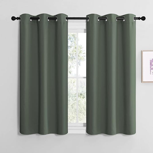 NICETOWN Blackout Curtain Panels, 1 Pair, 42 by 48-inch, Dark Mallard | Home Decoration Thermal Insulated Solid Grommet Blackout Drape for Dining Room