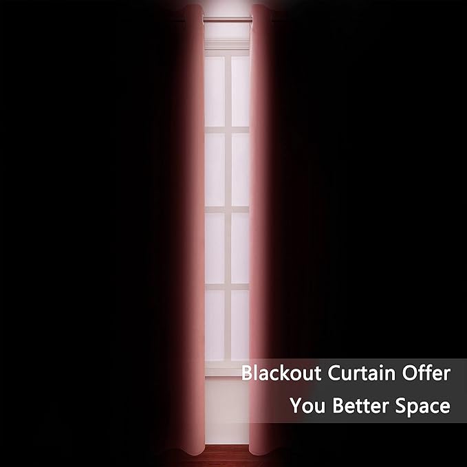Blackout Curtains 52 x 95 inch/Coral Curtains Set of 2 Panels/Thermal Insulated Room Darkening Bedroom Curtains