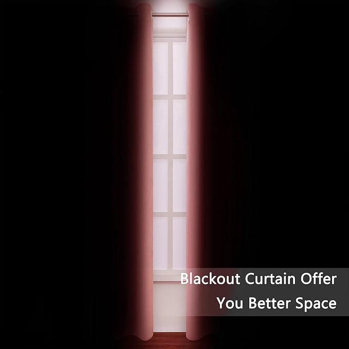 Blackout Curtains 66 x 95 inch/Coral Curtains Set of 2 Panels/Thermal Insulated Room Darkening Bedroom Curtains