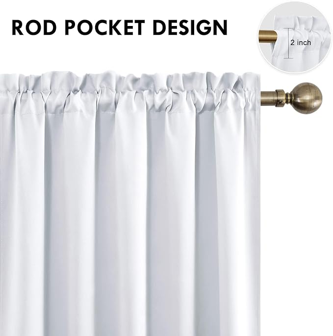 DWCN Short Blackout Curtains 52 x 36 Inch Long for Kitchen RV Bunk 2 Panels | Room Darkening, Thermal Insulated, Light Blocking, Rod Pocket Drapes, Noise Reducing Window Treatments, Greyish White