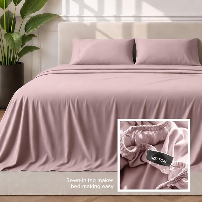 Bare Home Twin Sheet Set - 1800 Ultra-Soft (Twin, Mauve) | Deep Pockets 6 to 15 Inches, Breathable, Hypoallergenic, Hotel Luxury, Easy Fit, Soft, All-Season