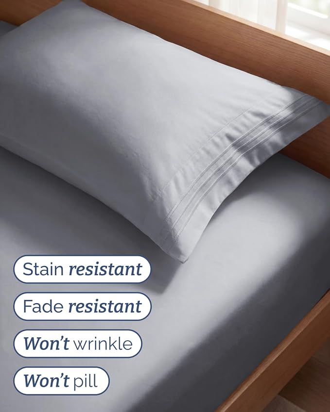 Twin Size 3 Piece Sheet Set - Breathable & Cooling Sheets - Steel Blue | Hotel Luxury Bed Sheets for Women & Men, Deep Pockets, Easy-Fit, Extra Soft and Wrinkle Free Sheets, Oeko-Tex Bed Sheet Set