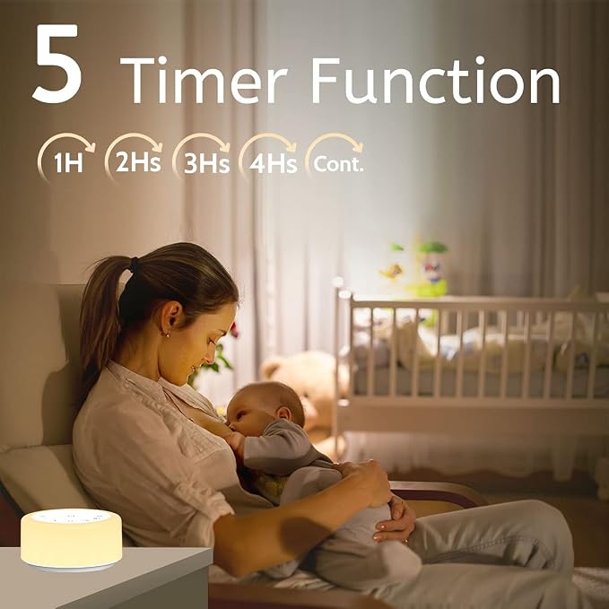 Soother Sleep Sound Machine Night Light White Noise Machine with 30 Soothing Sounds & 12 Color Night Lights for Baby Kids Adults Brown Noise Machine with Timer & Continuous Play for Home Travel Office