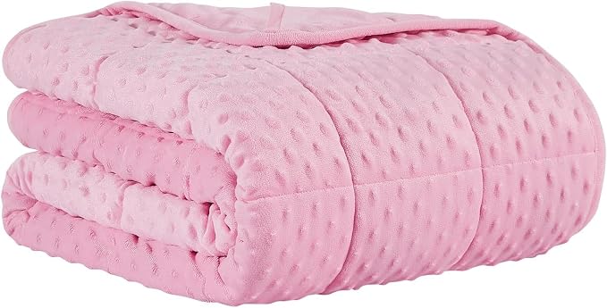 CuteKing Weighted Blanket - Weighted Blanket with Premium Glass Beads - Heavy Blanket Crystal Velvet for Comfortable & Warm - Thick Blanket All Season (7lbs, 40"x60", Pink Bubble)